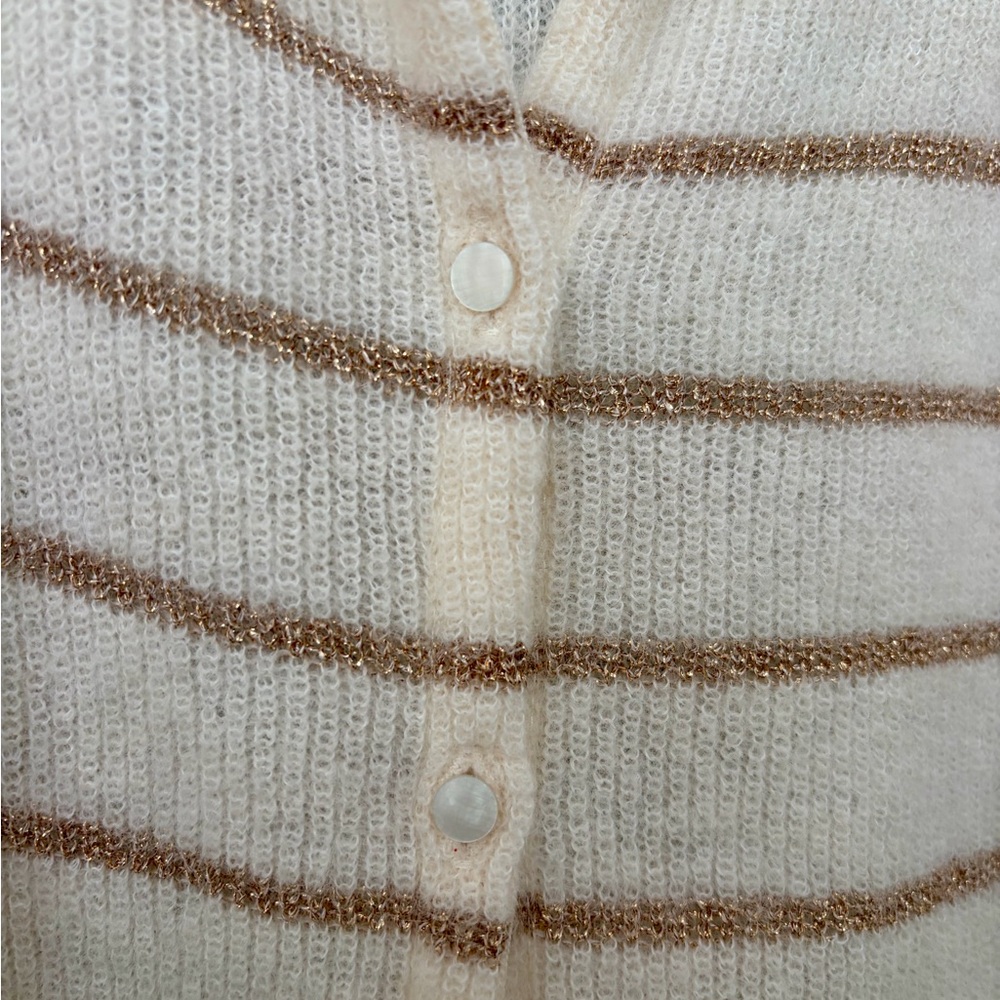 Sézane Gaspard XS Cardigan Ecru Gold Shimmer Limited Edition - Picture 6 of 7